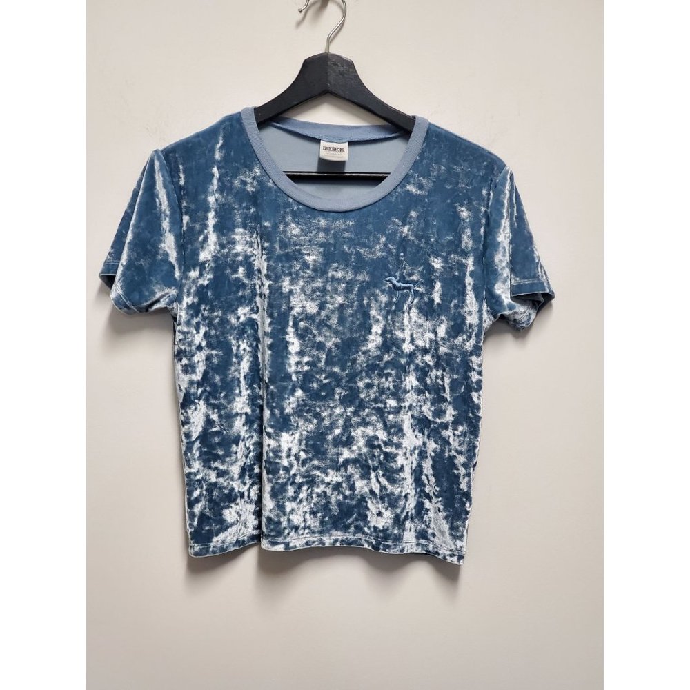 PINK Luxe Velvet Cropped T-Shirt Top Small
